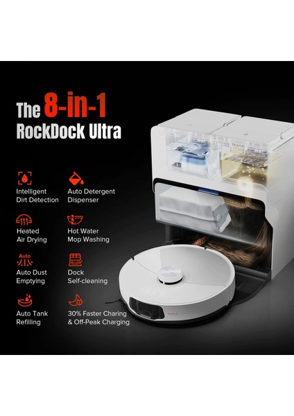 S8 Maxv Ultra 10000PA Ultra Çekim Gücü Hepa Filtreli Ultra Donanımlı Premium Akıllı Robot Süpürge - Luciole + Lambader