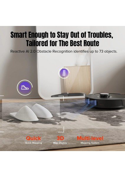 S8 Maxv Ultra 10000PA Ultra Çekim Gücü Hepa Filtreli Ultra Donanımlı Premium Akıllı Robot Süpürge - Luciole + Lambader