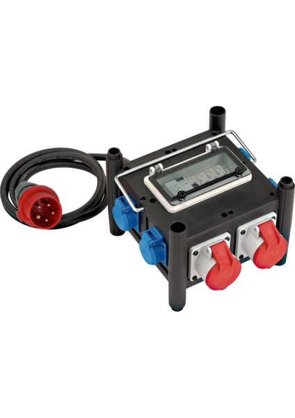 Gummi Serisi Sertifikalı Devre Kesicili 2x Cee 400V/16A, 5x 230V/16A Griişli 2 Metre Kablolu Güç Dağtıcısı