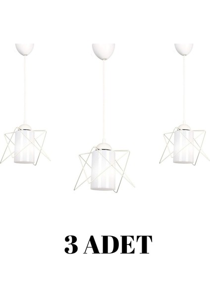 3 Adet Lüx Metal Avize Beyaz Mika fiyatları