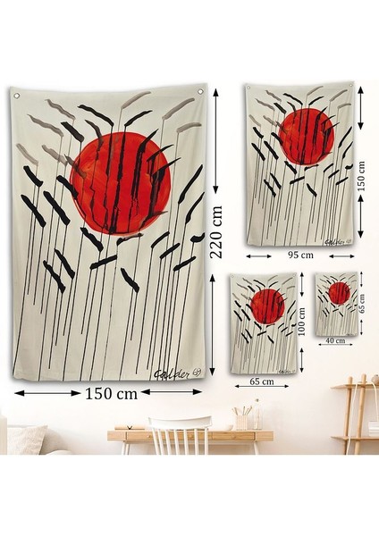 Giyelim Moda Alexander Calder - Kızıl Güneş ve Uzun Otlar Duvar Örtüsü - Cattails With Red SUN-8090