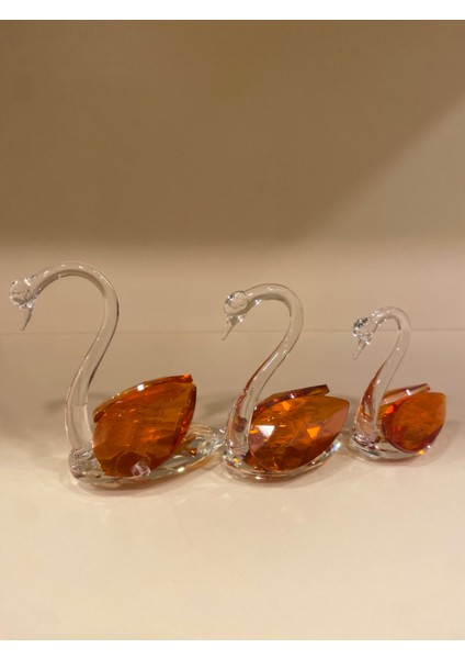 3'lü Dekoratif Kristal Kuğu Obje Oranje fiyatları