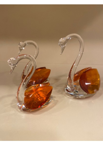 3'lü Dekoratif Kristal Kuğu Obje Oranje fırsatları