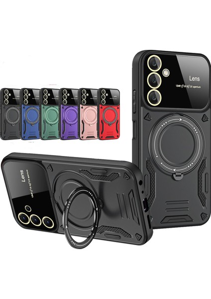 Samsung Galaxy A15 4g Kılıf Lens Korumalı Standlı Tasarım Korumalı Silikon Kapak - Mor fiyatları