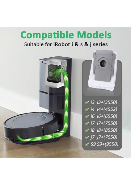 Irobot Roomba E, I ve J Modelleri I1+,ı3+, I4+, I5+, I7+, I8+, J5+, J7+, J8+, J9+, Combo J7+ J9+ Için Kir Atma Torbaları (Yurt Dışından)