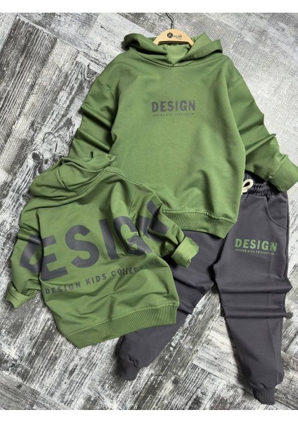 Design Arka Baskı Kapüşonlu Unisex Takım