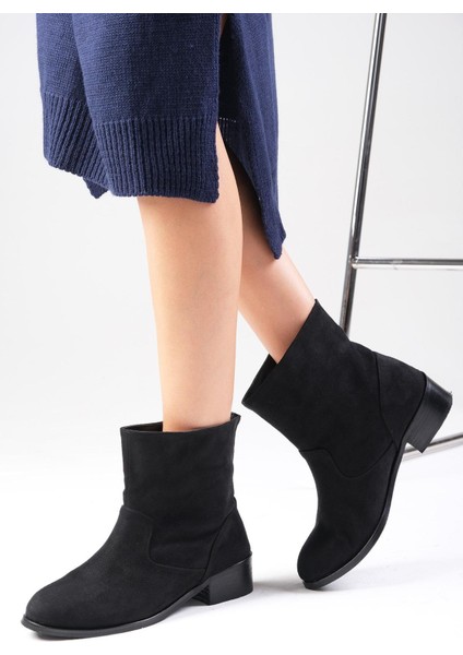 Marnie Siyah Renk Fermuarsız, Ince Suni Kürk Astarlı Topuksuz Kadın Bot fiyatları