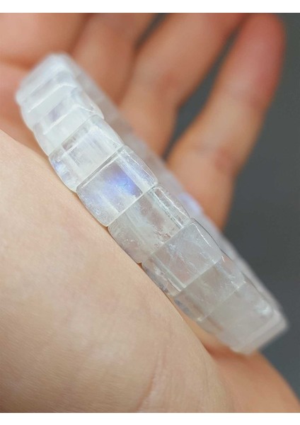 Ay Taşı Yansımalı Renkler Özel Kare Kesim Bileklik (17-18CM) (53018)