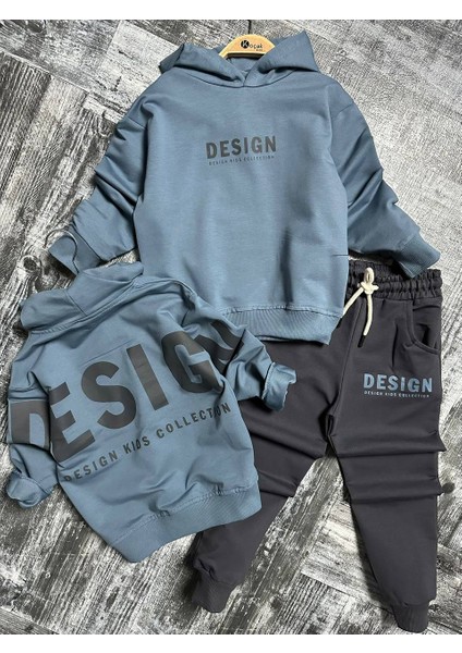 Ayliz Kids Design Arka Baskı Kapüşonlu Unisex Takım