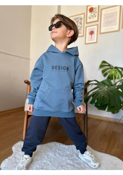 Ayliz Kids Design Arka Baskı Kapüşonlu Unisex Takım