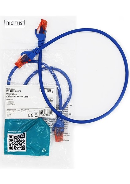 Patch Cord Utp Cat6 0.50 mt Blue (10'lu Paket)