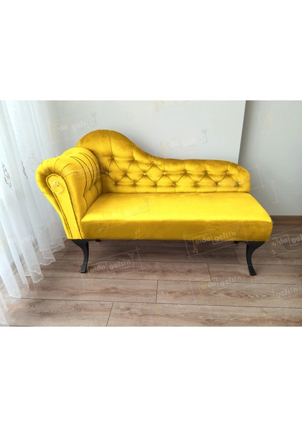 Dekoratif Bihter Koltuk Josefin Puf 120 Cm Siyah Ayak