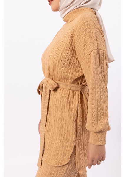 Elina Ikili Örme Takım Camel modelleri
