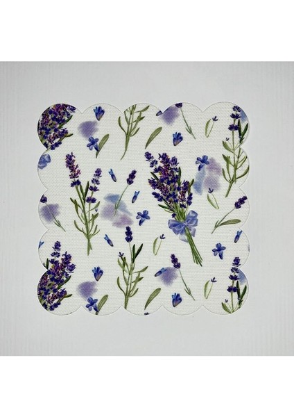 Sulu Boya Lavanta Desenli Dijital Baskılı Lazer Kesim Kokteyl Peçetesi