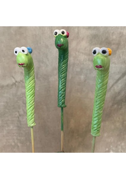 El Yapımı 3'lü Solucan Saksı Süsü - 22 cm fiyatları