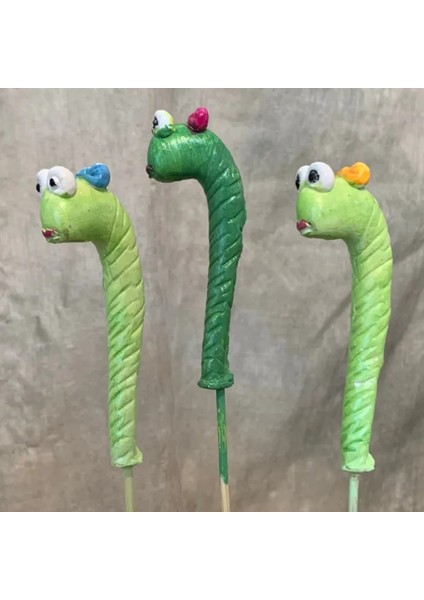 El Yapımı 3'lü Solucan Saksı Süsü - 22 cm modelleri