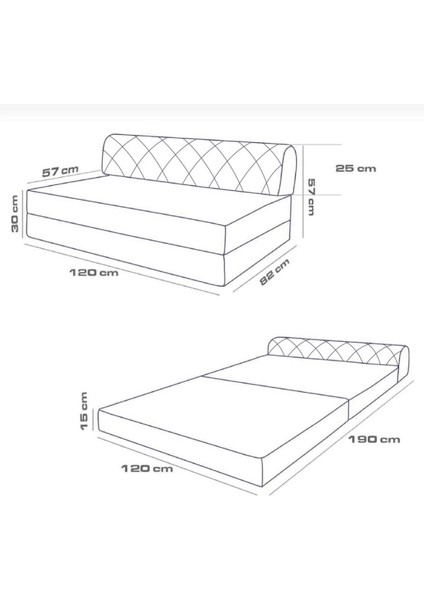 Mevsim Home Rainbow Oturum Yüksekliği 29  cm  120 x 190 cm Zümrüt Yeşil Çift Kişilik Katlanır Yataklı Koltuk