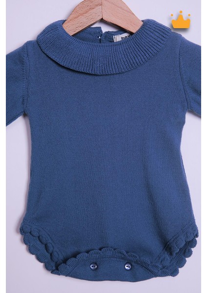 Babyhola Kız Bebek Triko Bandana Badi 2'li Set Yenidoğan Konsept Çekim Kostümü 9000