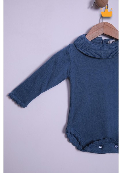 Babyhola Kız Bebek Triko Bandana Badi 2'li Set Yenidoğan Konsept Çekim Kostümü 9000