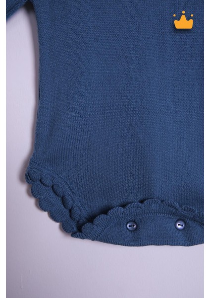 Babyhola Kız Bebek Triko Bandana Badi 2'li Set Yenidoğan Konsept Çekim Kostümü 9000