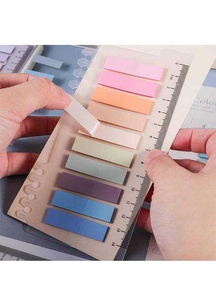 Sepeti 10 Renk Pastel Açık Tonlar Sticky Cetvelli Şeffaf Postit