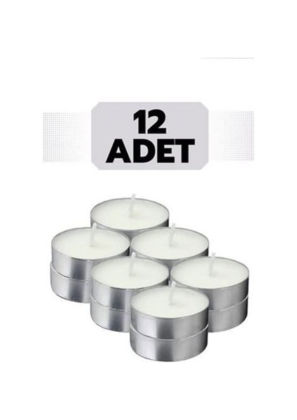 Tealights Yuvarlak Mum 12 Adet Beyaz