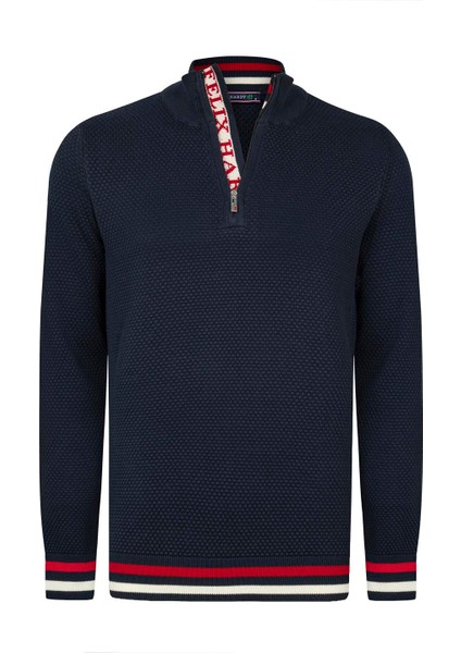 Erkek Nopen Desen Yarım Fermuarlı Kazak