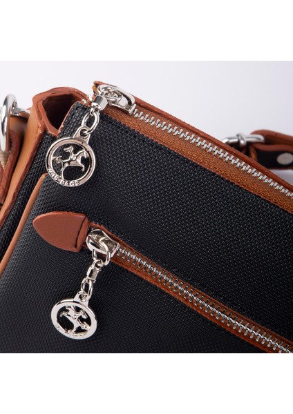 Kadın Çok Gözlü Ayarlanabilir Uzun Spor Askı Çapraz Çanta Siyah Taba Lacste fiyatları