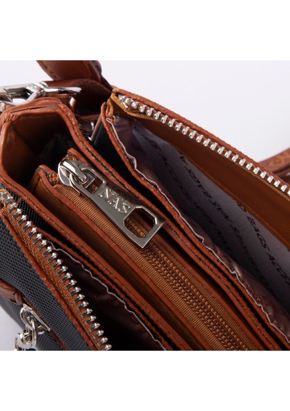 Kadın Çok Gözlü Ayarlanabilir Uzun Spor Askı Çapraz Çanta Siyah Taba Lacste fırsatları