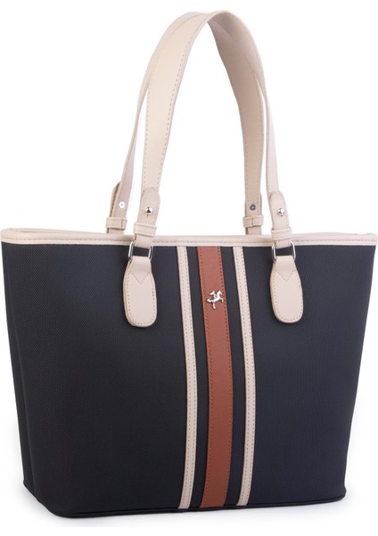 Kadın Omuz Çantası Spor Şık Ayarlanabilir Omuz Askılı Siyah Kum Lacste (33X27X12 cm )