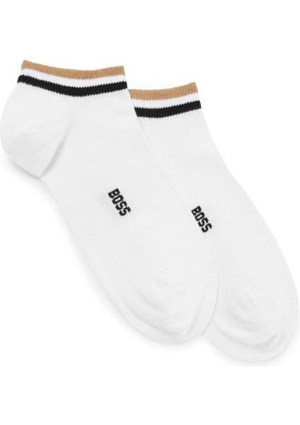 Erkek Pamuklu Logolu Dokuma Kumaş Beyaz Çorap 50491192-100