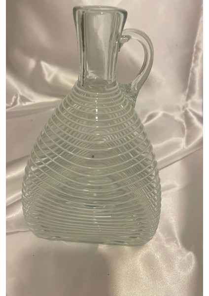 Cam Sürahi El Işi Beyaz Çizgili