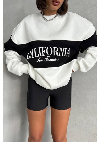 Kadın Siyah Bisiklet Yaka California Sweat NBG038