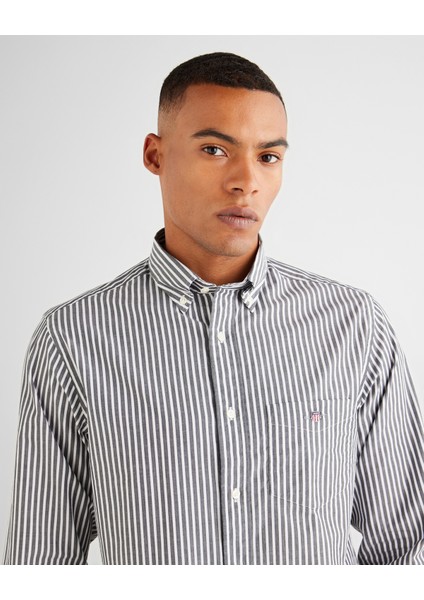 Erkek Mavi Regular Fit Düğmeli Yaka Çizgili Gömlek 3000130.436 fırsatları