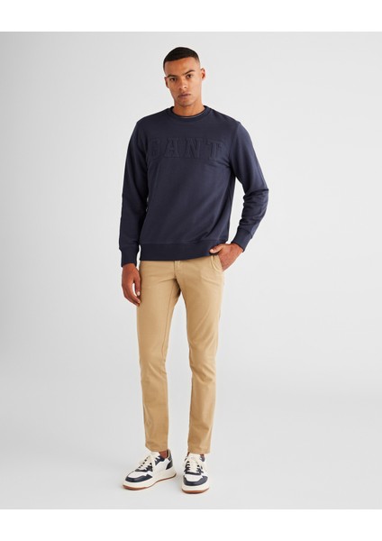 Erkek Lacivert Regular Fit Bisiklet Yaka Logolu Sweatshirt 2015085.433