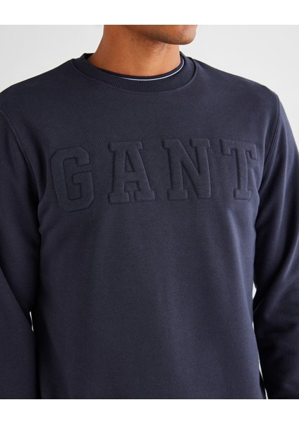 Erkek Lacivert Regular Fit Bisiklet Yaka Logolu Sweatshirt 2015085.433