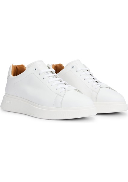 Erkek Marka Logolu Bağcıklı Kaydırmaz Tabanlı Günlük Beyaz Sneaker 50497887-100