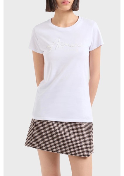 Pamuklu Slim Fit Bisiklet Yaka Tshirt Kadın Tshirt 6DYT51 YJG3Z 1000