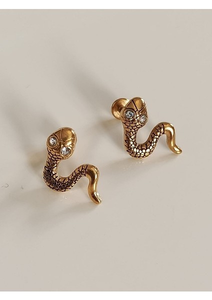 Yılan Zirkon Göz Altın Tragus Helix Piercing