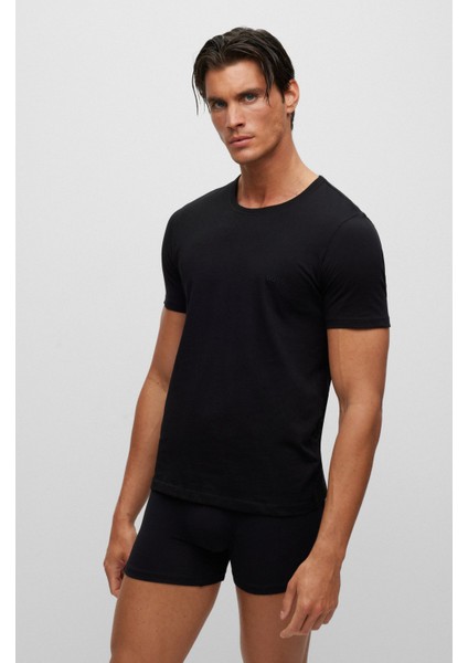 Erkek Pamuklu Marka Logolu 3' Lü Paket Günlük Siyah T-Shirt 50475284-001 fiyatları