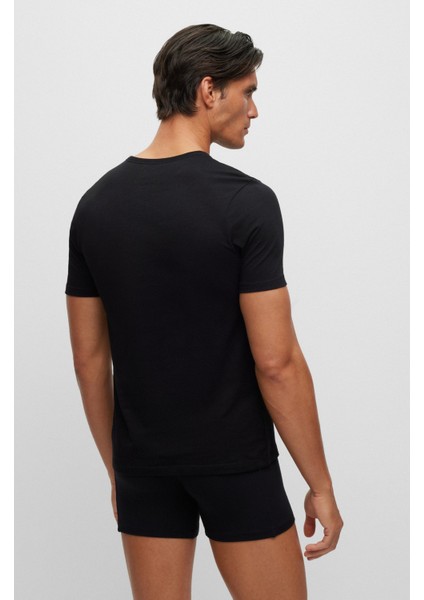 Erkek Pamuklu Marka Logolu 3' Lü Paket Günlük Siyah T-Shirt 50475284-001 modelleri