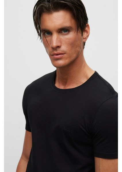 Erkek Pamuklu Marka Logolu 3' Lü Paket Günlük Siyah T-Shirt 50475284-001 fırsatları