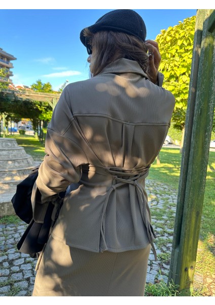 Özel Tasarım Oversize Fitilli Premium Etek-Gömlek Takım