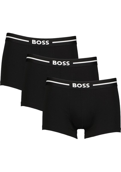 Erkek Desenli Marka Logolu Beli Lastikli Siyah Boxer 50510687-001