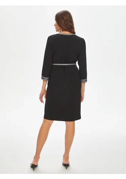 Kontrast Şerit Detaylı Örme Elbise 69218 fırsatları