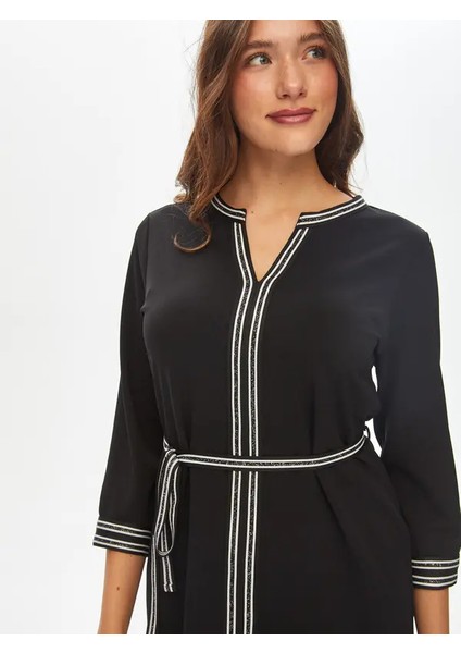 Kontrast Şerit Detaylı Örme Elbise 69218 indirimleri