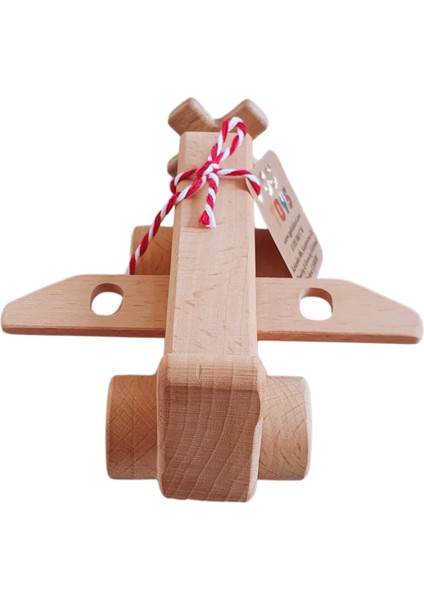 Gg Toys - Montessori Doğal Ahşap Tekerlekli Oyuncak - Uçak