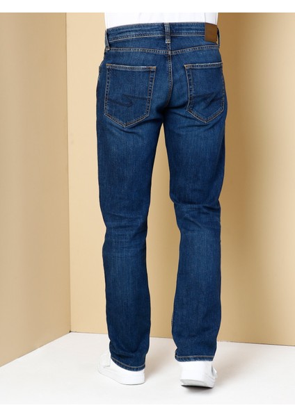 044 Karl Düşük Bel Düz Paça Straight Fit Mavi Erkek Jean Pantolon Cl1019141