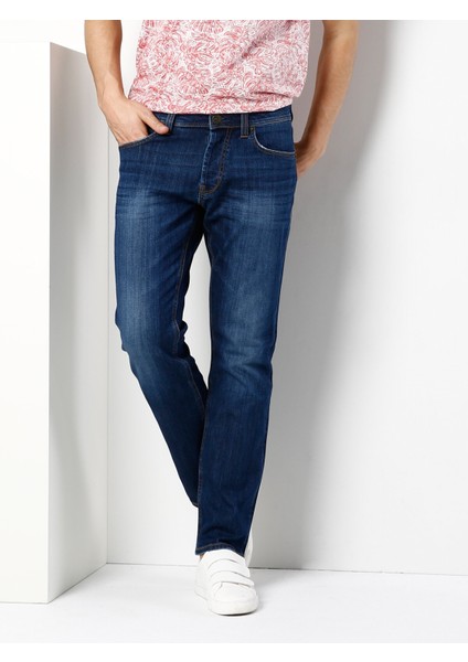 045 Davıd Orta Bel Rahat Paça Regular Fit Mavi Erkek Jean Pantolon Cl1019142