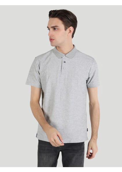 Regular Fit Polo Yaka Düz Erkek Gri Kısa Kol Tişört